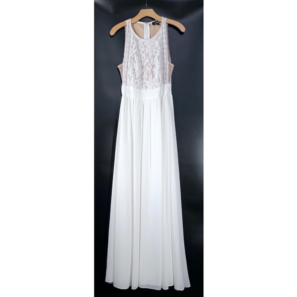 LULUS Forever and Always White Lace Maxi Dress Bridesmaid Wedding Gown Medium